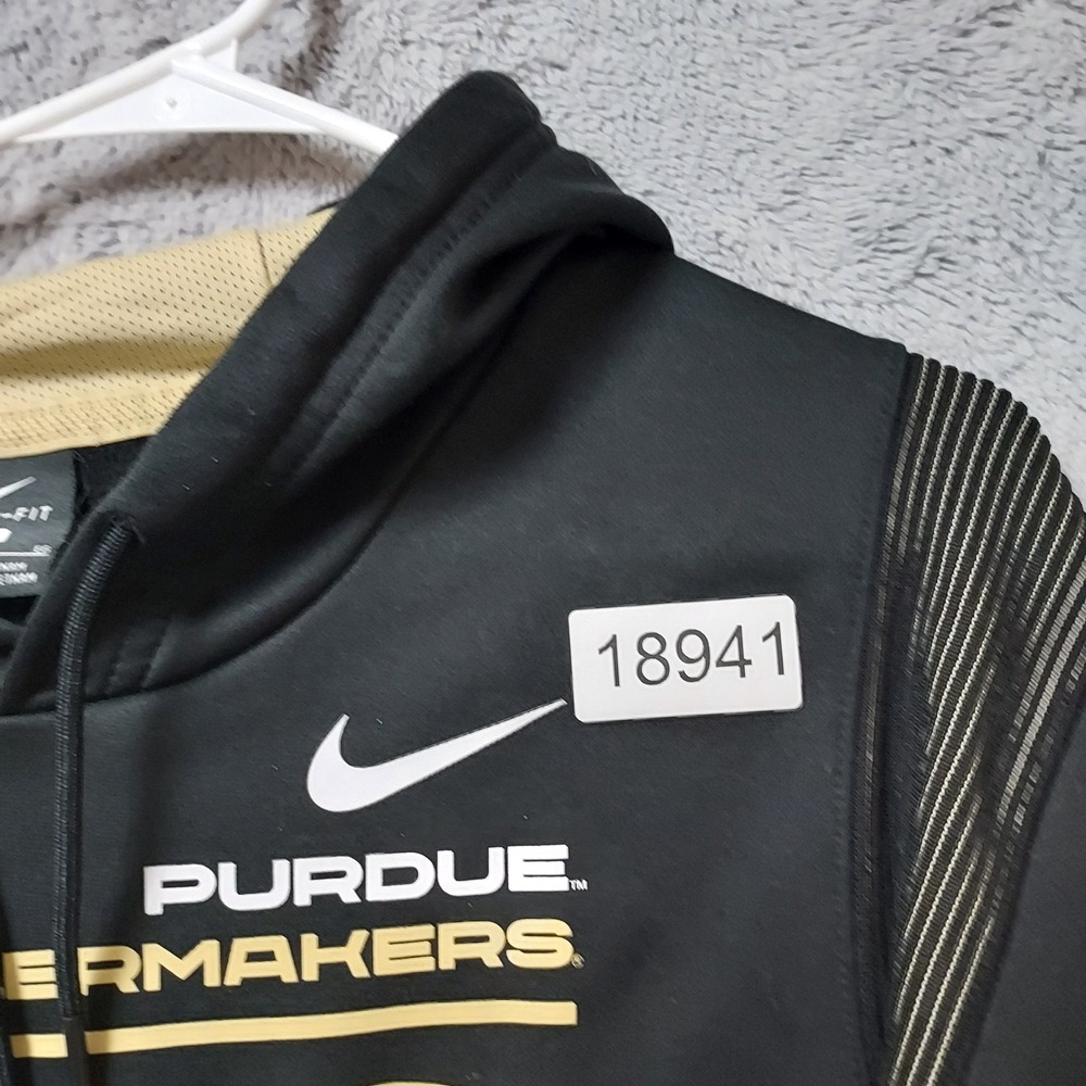 Purdue Boilermakers Hoodie Mens Extra Larrge Nike On Field Black Dri Fit Fleece - Picture 8 of 8
